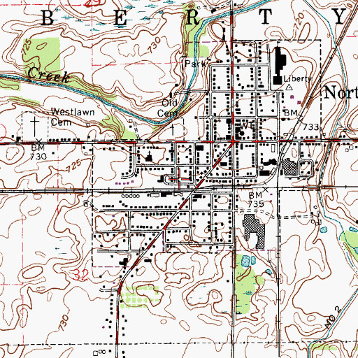 Topographic Map of Liberty Township Ambulance Service, IN