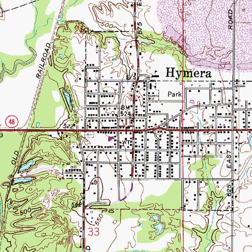 Topographic Map of Hymera Emergency Response Team, IN