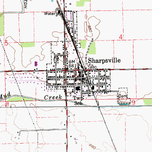 Topographic Map of Sharpsville Community Ambulance Service, IN