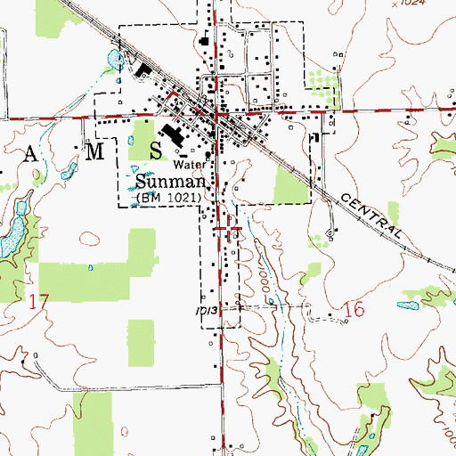 Topographic Map of Sunman Area Life Squad, IN