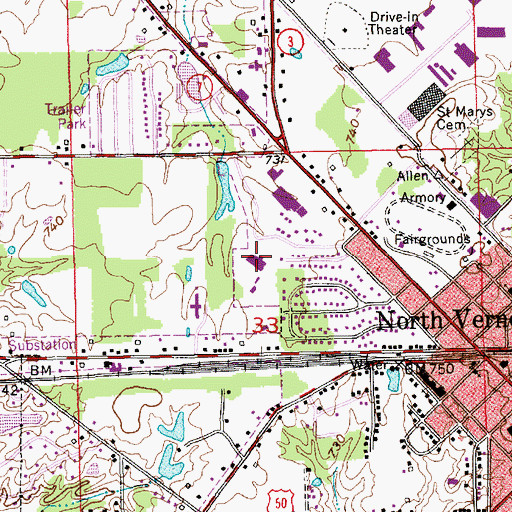 Topographic Map of PHI Air Medical - North Vernon, IN