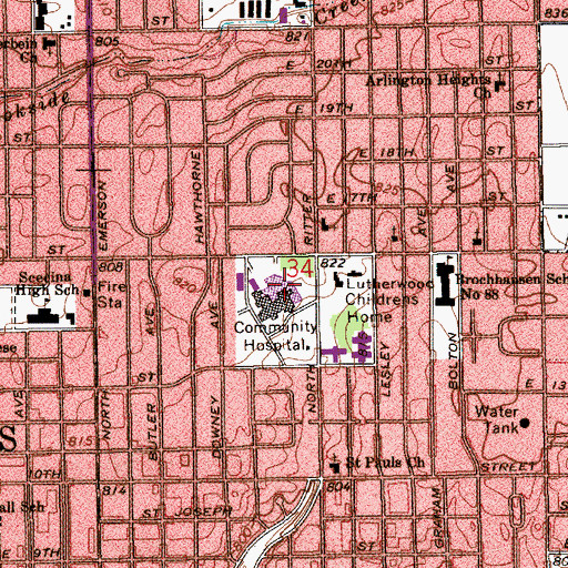 Topographic Map of Wishard Emergency Medical Services Medic 20, IN