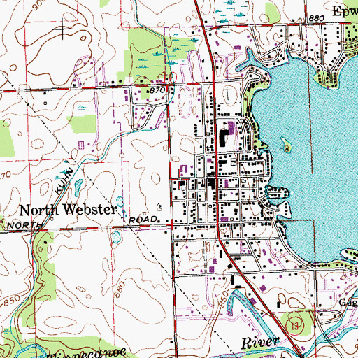 Topographic Map of North Webster Tippecanoe Township Emergency Medical Services, IN