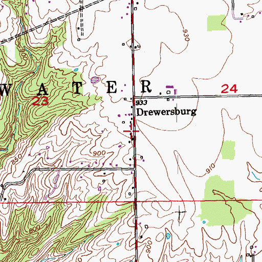 Topographic Map of Franklin County Emergency Medical Services Station 1, IN
