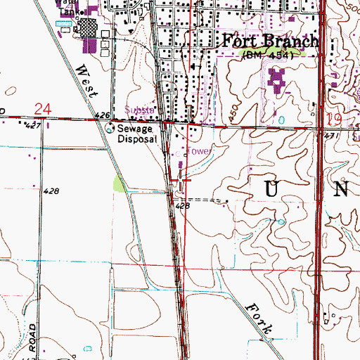 Topographic Map of Gibson County Emergency Medical Services Station 4, IN