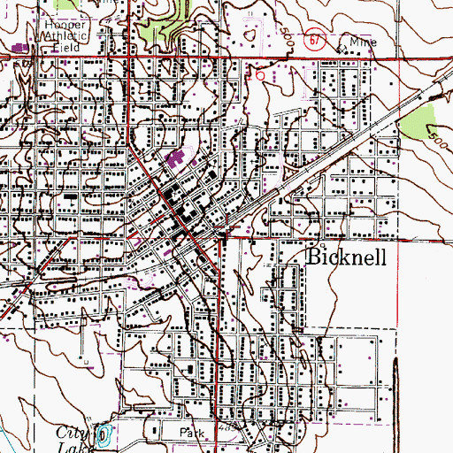 Topographic Map of Knox County Emergency Medical Services Bicknell, IN