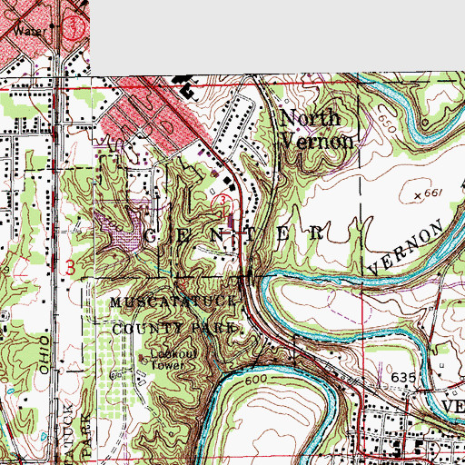 Topographic Map of Jennings County Emergency Medical Services, IN