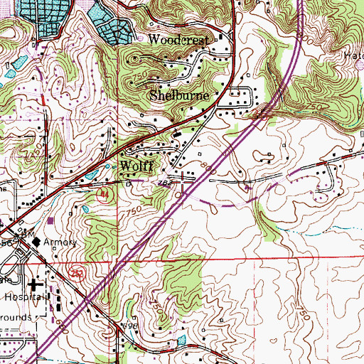 Topographic Map of Rural / Metro Ambulance - Martinsville, IN