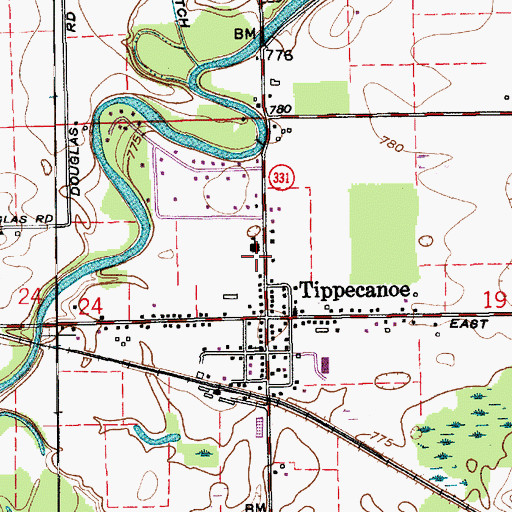 Topographic Map of Tippecanoe Township Emergency Medical Services First Responders, IN