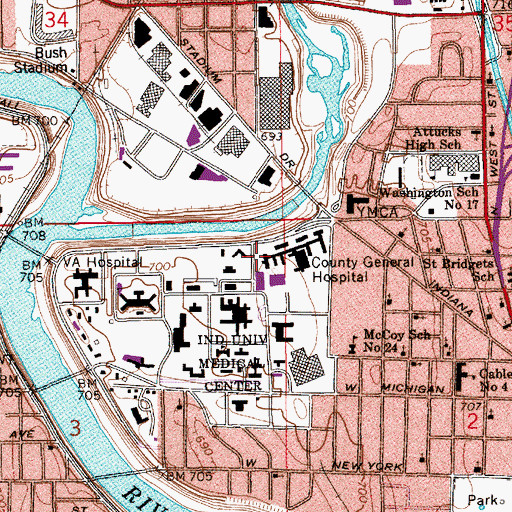 Topographic Map of Wishard Emergency Medical Services Medic 1 and Medic 51, IN