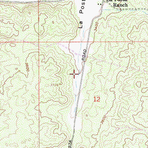 Topographic Map of La Posta Valley, CA
