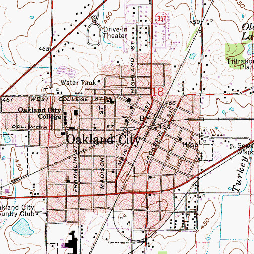 Topographic Map of Gibson County Emergency Medical Services Station 2, IN