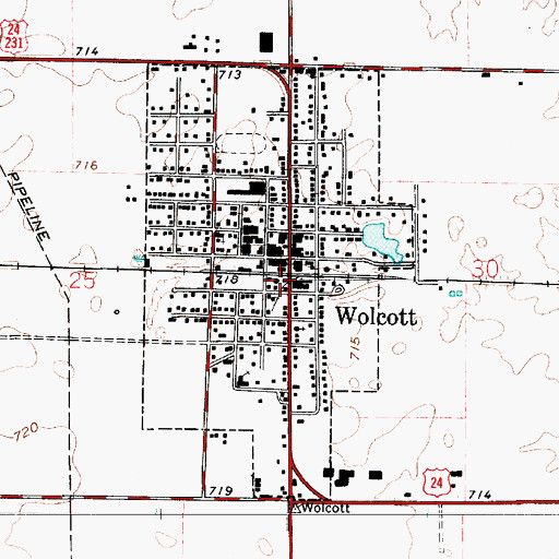 Topographic Map of Wolcott Volunteer Ambulance Service, IN