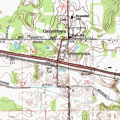 Topographic Map of Starke County Emergency Medical Services - Grovertown, IN