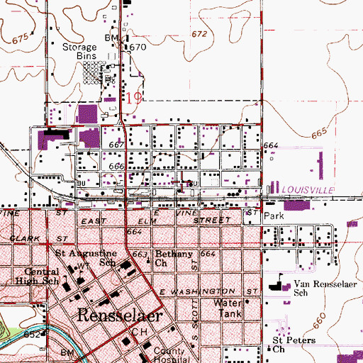 Topographic Map of Prompt Ambulance Service, IN