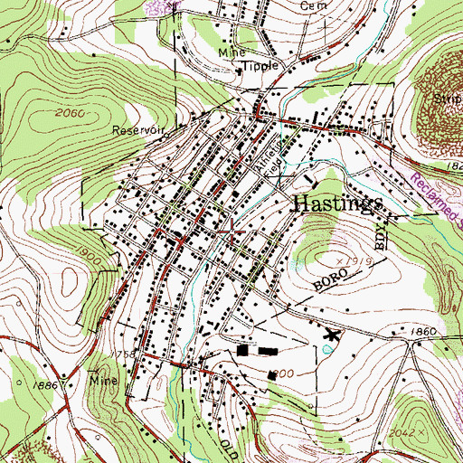 Topographic Map of Hastings Area Ambulance Association Station 69, PA
