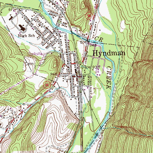 Topographic Map of Hyndman Area Rescue Squad - Station 14, PA