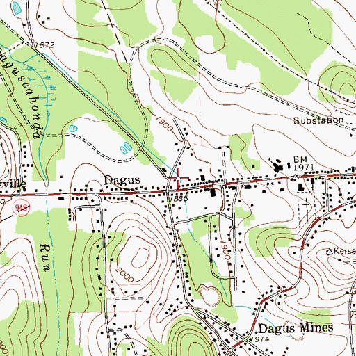 Topographic Map of Fox Township Ambulance Station 320, PA