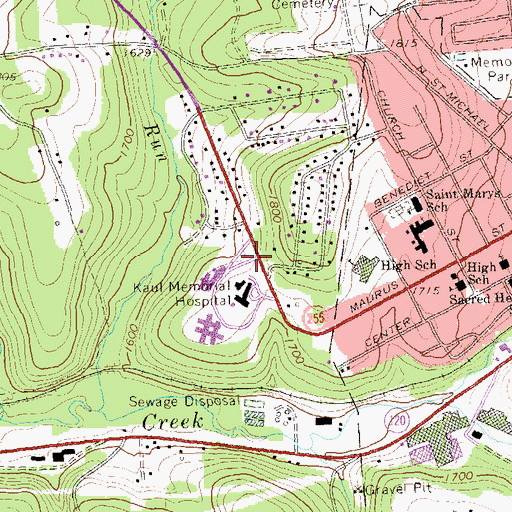 Topographic Map of Saint Marys Area Ambulance Service, PA