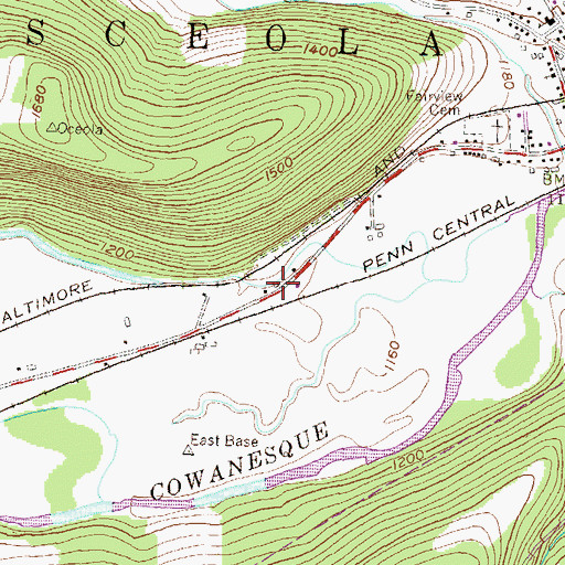 Topographic Map of Valley Community Ambulance Association, PA