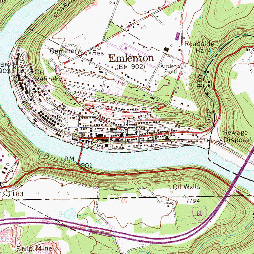 Topographic Map of Emlenton Area Ambulance Service, PA
