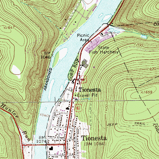 Topographic Map of Tionesta Ambulance Service, PA