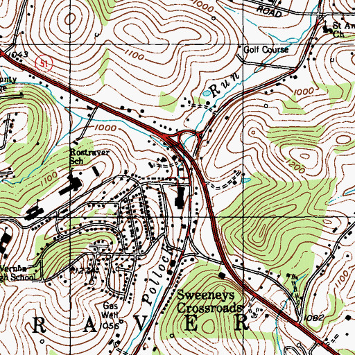 Topographic Map of Rostraver West Newton Ambulance Services, PA