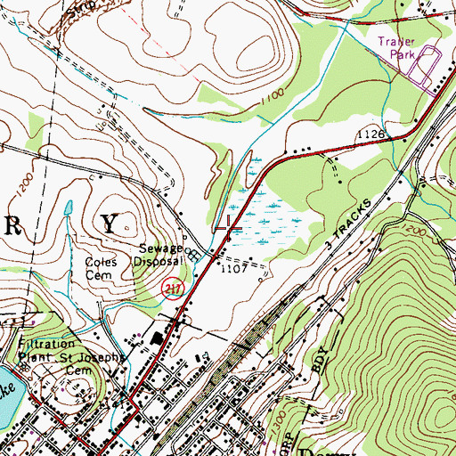 Topographic Map of Mutual Aid Ambulance Service Derry, PA