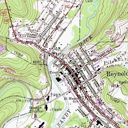 Topographic Map of Reynoldsville Area Ambulance Service Station 60, PA