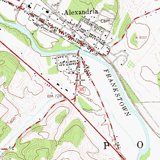 Topographic Map of Juniata Valley Ambulance Association, PA