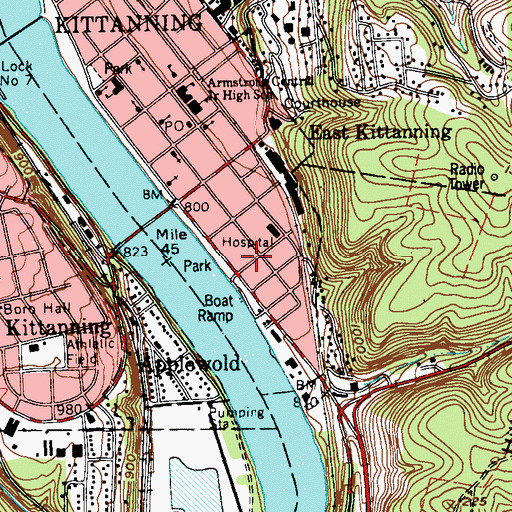 Topographic Map of Kittanning 6 Emergency Medical Services Station 130 - 1, PA