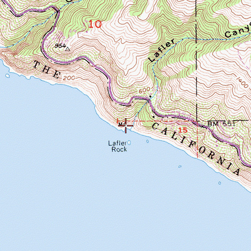 Topographic Map of Lafler Canyon, CA