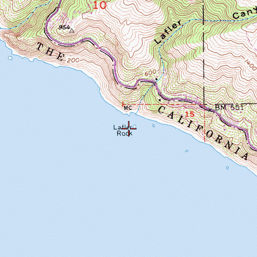 Topographic Map of Lafler Rock, CA