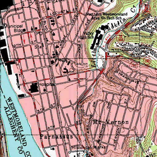 Topographic Map of New Kensington Ambulance Service, PA