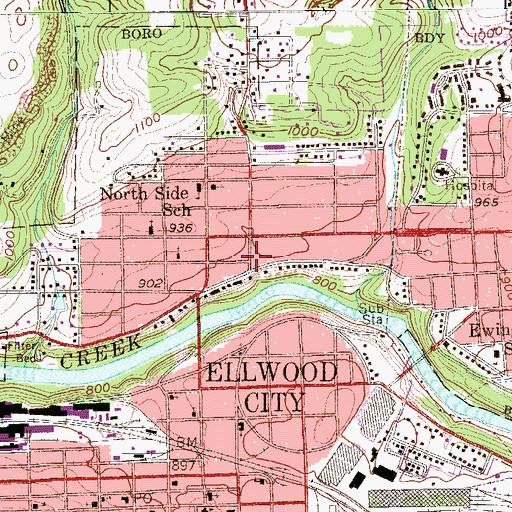 Topographic Map of Pennsylvania Medical Transport Medevac Ambulance Service, PA