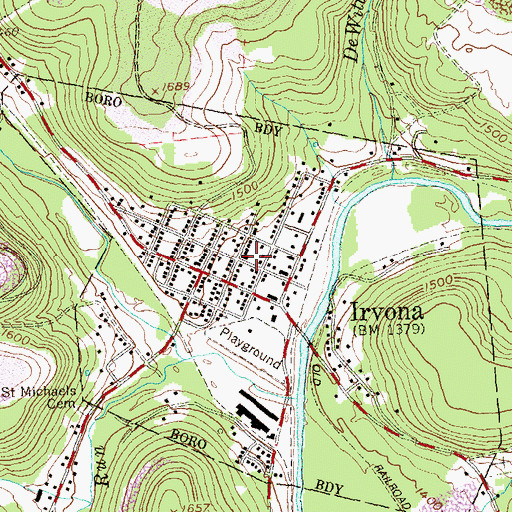 Topographic Map of Irvona Volunteer Ambulance Service Station 27, PA