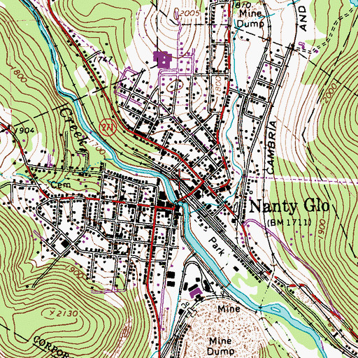 Topographic Map of Blacklick Valley Foundation and Ambulance Service Station 46, PA