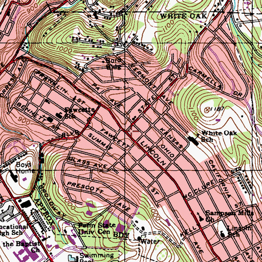Topographic Map of White Oak Emergency Medical Services Station 645, PA