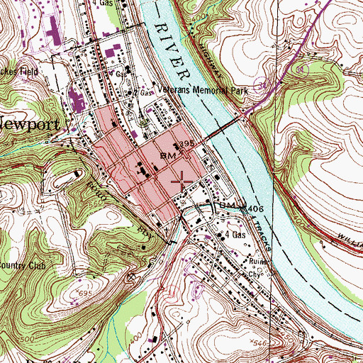 Topographic Map of Newport Ambulance League, PA