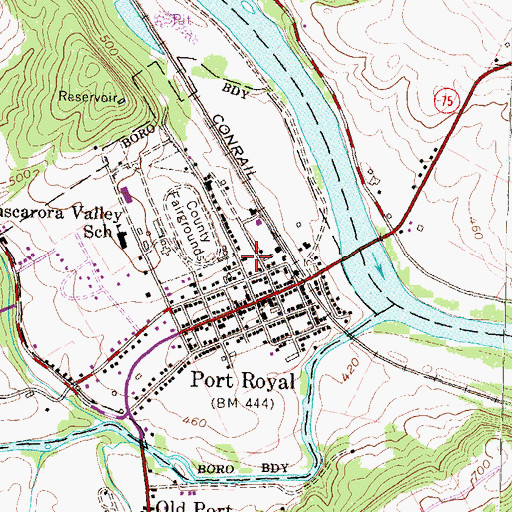 Topographic Map of Port Royal Emergency Medical Services Station 1, PA