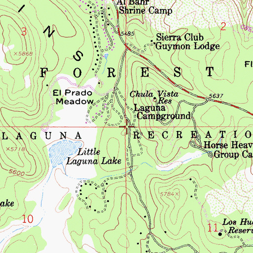 Topographic Map of Laguna Campground, CA