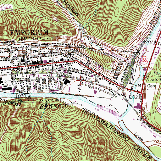 Topographic Map of Cameron County Ambulance Service Station 720, PA