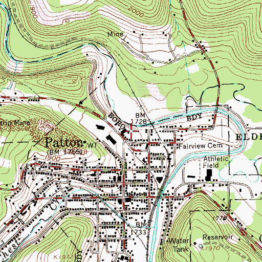 Topographic Map of Patton Area Ambulance Association Station 67, PA