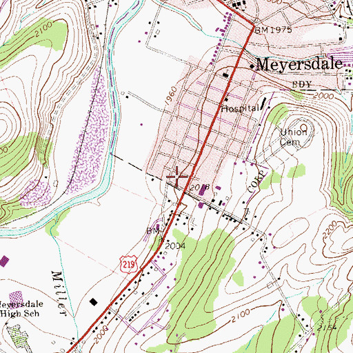 Topographic Map of Meyersdale Area Ambulance Association, PA