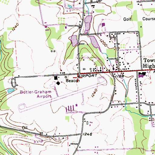 Topographic Map of Life Flight 4 Butler County Airport Ambulance Service, PA