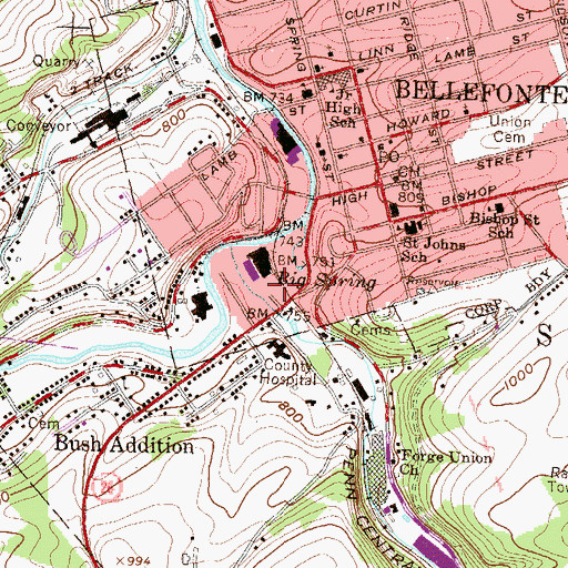 Topographic Map of Bellefonte Emergency Medical Services Company 26, PA