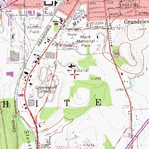 Topographic Map of Life Flight 3 Indiana Regional Medical Center, PA