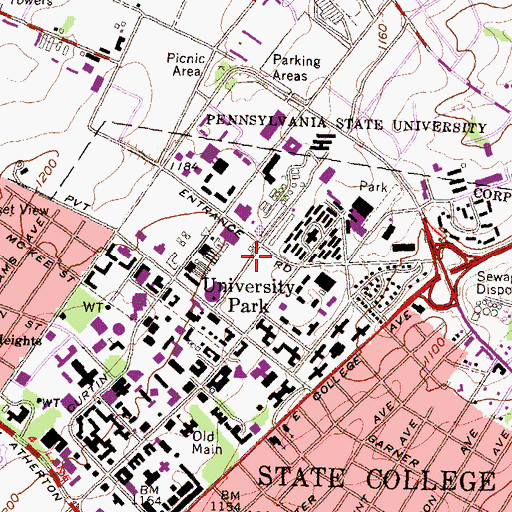 Topographic Map of Penn State University Ambulance Service Company 20, PA
