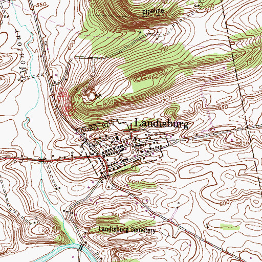 Topographic Map of Landisburg Ambulance Association, PA