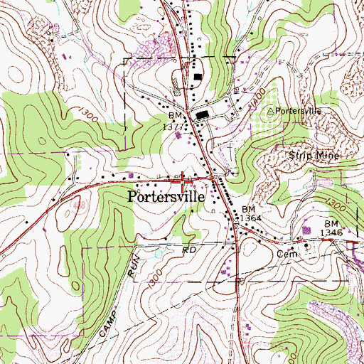 Topographic Map of Portersville - Muddy Creek Volunteer Emergency Medical Services and Rescue, PA
